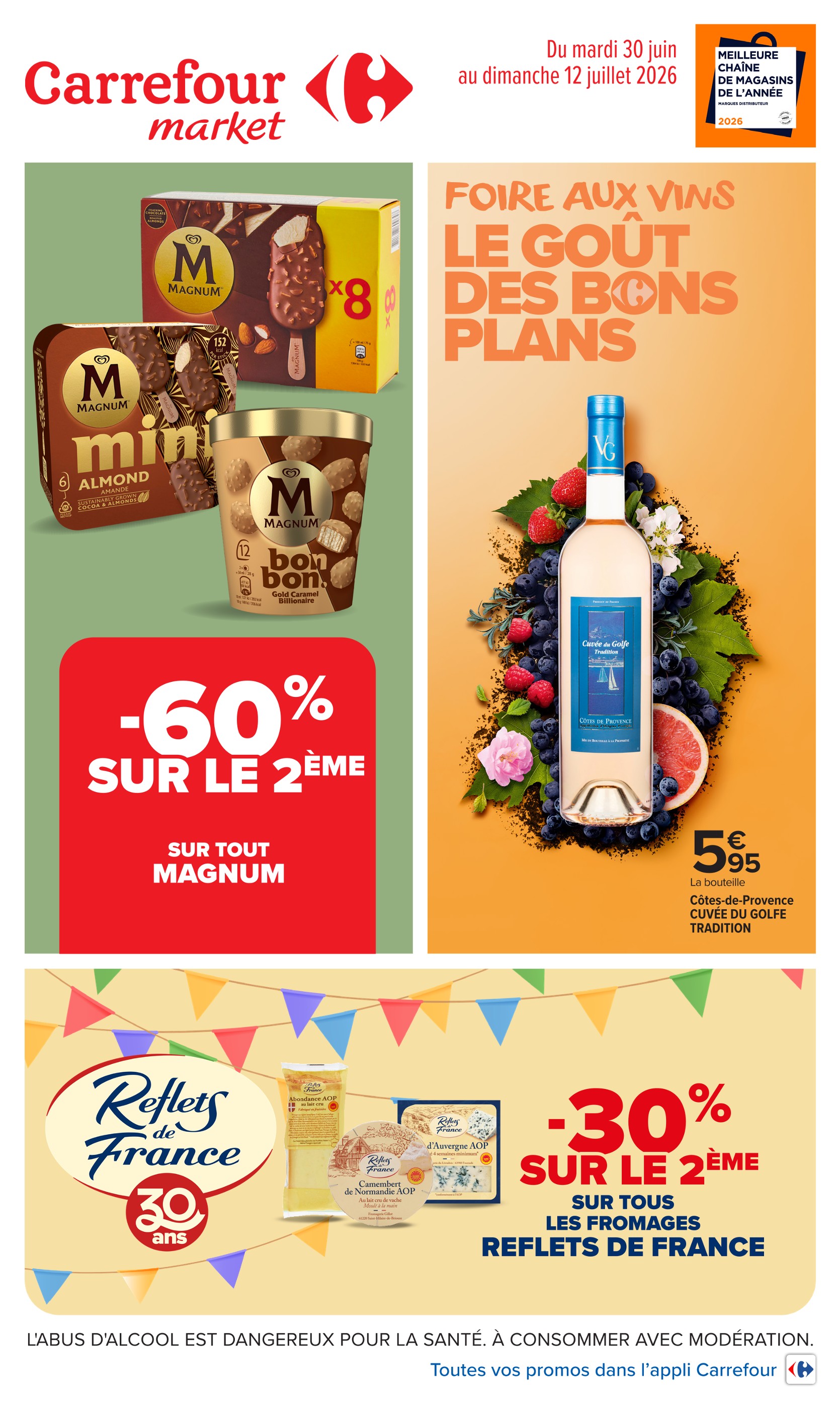 Catalogue Carrefour Market en cours à Coux-et-Bigaroque et aux alentours : «Carrefour market» avec 57 pages, valable du 30/06/2026 au 12/07/2026